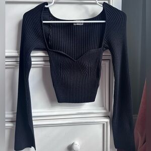 Urban Outfitters Black Ribbed Knit Women's Top